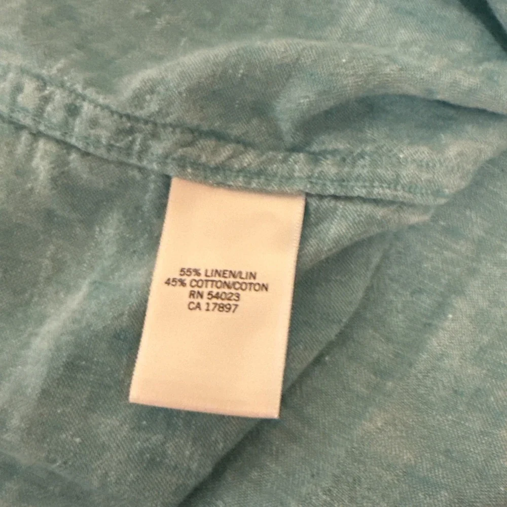 Banana Republic Shirt Men's Large‎ Blue Linen/Cotton Blend Button Up Preppy